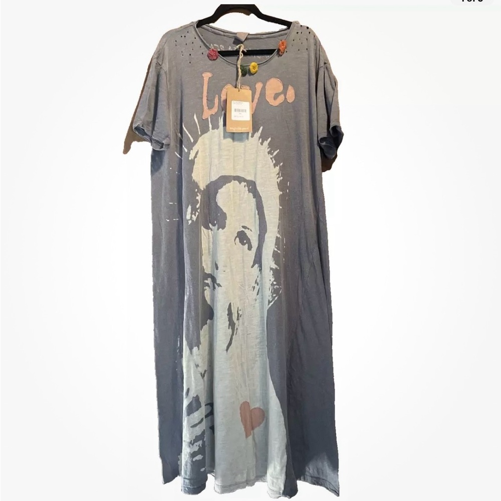 NWT Magnolia Pearl Jersey Massabielle boyfriend cut Pom,Love ,Heart Maxi T Dress - Picture 3 of 12